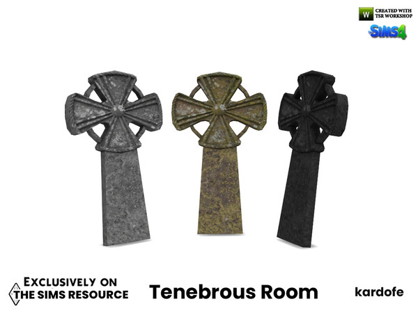 Sims 4 — Tenebrous Room_Tombstone by kardofe — Wall-mounted tombstone, to create spooky atmospheres, decorative, in three