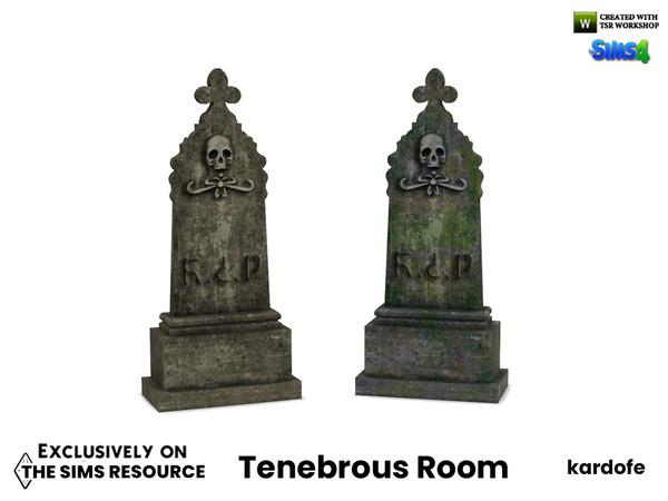 Sims 4 — Tenebrous Room_Tombstone 2 by kardofe — Floor tombstone, to create spooky atmospheres, decorative, in two colour