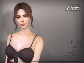 Sims 4 — Ade - Nini Style 1 (Hairstyle) by Ade_Darma — Nini Hairstyle - Style 1 New Hair Mesh 47 Colors HQ Textures No