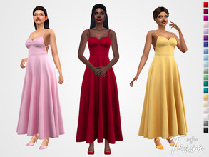 Sims 4 — Tessa Dress by Sifix2 — A long sweetheart strap dress with an open back available in 20 colors for teen, young