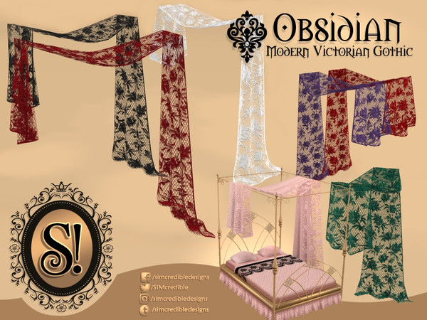 Sims 4 — Modern Victorian Gothic - Obsidian Canopy Lace by SIMcredible! — by SIMcredibledesigns.com available at TSR 8