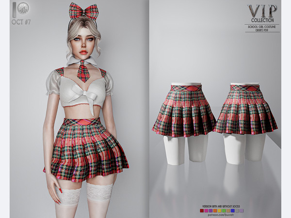Sims 4 —  [PATREON]  (Early Access) HALLOWEEN-SCHOOL GIRL COSTUME P59 by busra-tr — (SKIRT) 20 colors