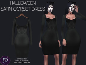 Sims 4 — GRAZIA - BLACK HALLOWEEN CORSET DRESS by linavees — Original Mesh Custom thumbnail Base game compatible Happy