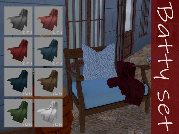 Sims 4 — [SJB] Batty set knitted blanket by Ylka by Ylka — This is a knitted blanket (decor). Has 8 colors. You can see