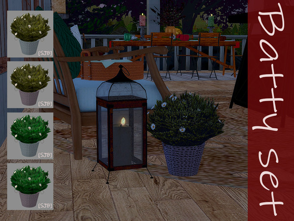 Sims 4 — [SJB] Batty set plant in the pot by Ylka by Ylka — This is a potted plant. Has 4 colors. You can see all the