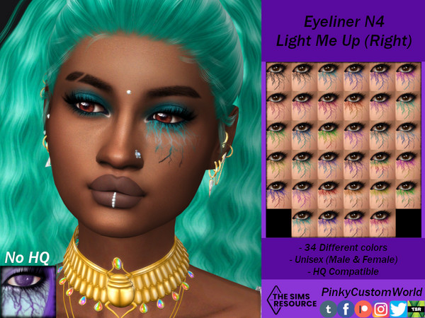 Sims 4 — Eyeliner N4 Light Me Up (Right) by PinkyCustomWorld — Simple black eyeliner with lightning strikes underneath