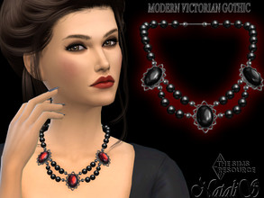 Sims 4 — Modern Victorian Ghotic Beaded necklace by Natalis — Modern Victorian Ghotic Beaded necklace. 2 gem color