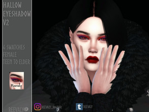 Sims 4 — Hallow Eyeshadow V2 by Reevaly — 4 Swatches. Teen to Elder. Female. Works with all Skins and Overlays. Base Game