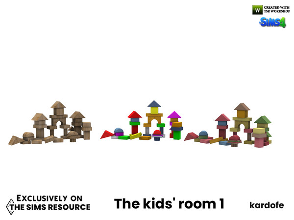 Sims 4 — The kids' room_Construction set by kardofe — Decorative, wooden construction set, in three colour options