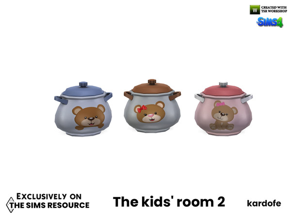 Sims 4 — The kids' room_Toy Pot by kardofe — Adorable toy casserole, decorated with teddy bears, decorative, in three