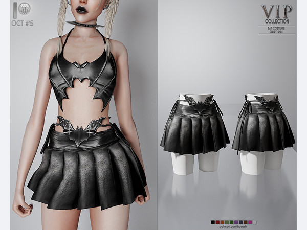 Sims 4 —  [PATREON]  (Early Access) HALLOWEEN-BAT COSTUME (SKIRT) P64 by busra-tr — 10 colors Adult-Elder-Teen-Young