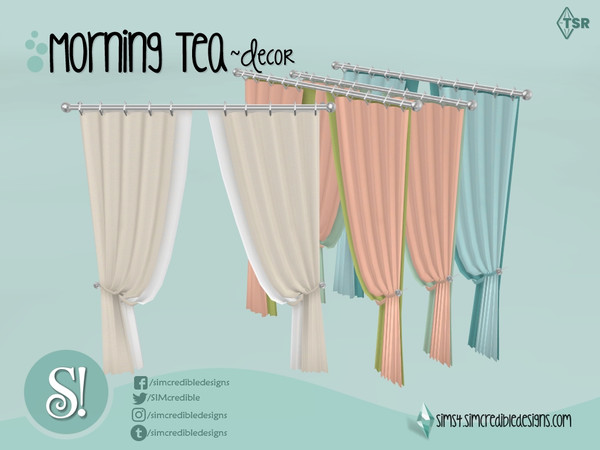 Sims 4 — Morning Tea curtain by SIMcredible! — by SIMcredibledesigns.com available at TSR 4 colors variations