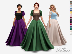Sims 4 — Rowena Dress by Sifix2 — A historical fantasy gown available in 15 color combinations for teen, young adult and