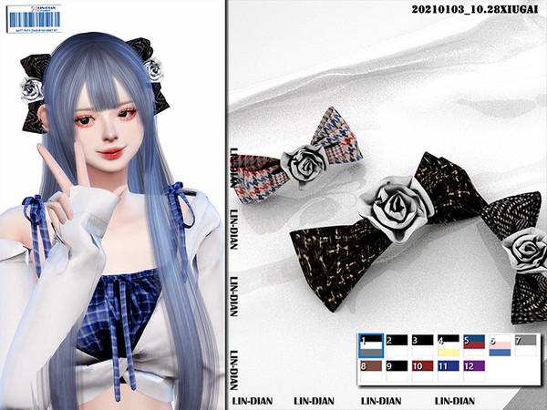Sims 4 — [DIAN]Bowknot side clip by LIN_DIAN — - New Mesh - ALL Lods. - 12 Colors. 