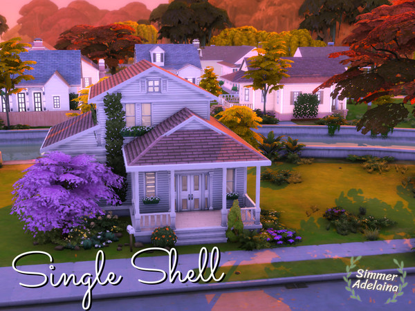 Sims 4 — Single Shell by simmer_adelaina — This house is suitable for one sim or a couple. There is one bedroom
