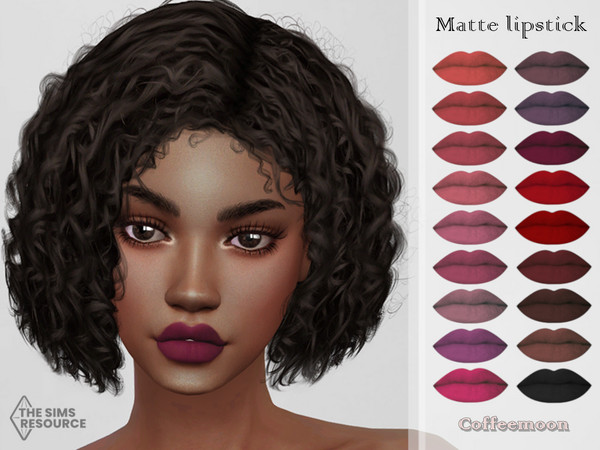 Sims 4 — Matte lipstick by coffeemoon — 23 colors for female only: teen, young, adult, elder HQ mod compatible