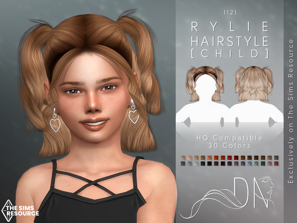 Sims 4 — Rylie Hairstyle [Child] by DarkNighTt — Rylie Hairstyle is a medium and updo hairstyle for children. 30 colors