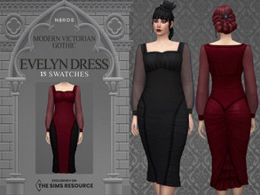 Sims 4 — Modern Victorian Gothic - Evelyn Dress by Nords — Sul sul, here is a classy vintage wiggle dress with chiffon