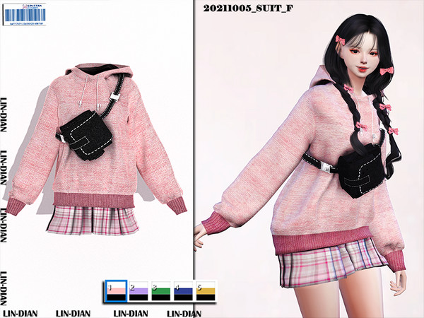 Sims 4 — [DIAN]Hoodies and cross-body bags by LIN_DIAN — - New Mesh - ALL Lods. - 5 Colors. - Specular Normal Map