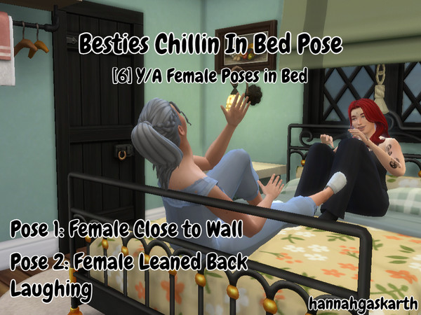 Sims 4 — Besties Chillin In Bed Pose [Pose] by hannahgaskarth2 — A pose pack containing [6] poses for Y/A Female Besties!