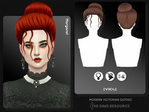 Sims 4 — Modern Victorian Gothic - Margaret Hairstyle by Enriques4 — New Mesh 24 Swatches All Lods Base Game Compatible
