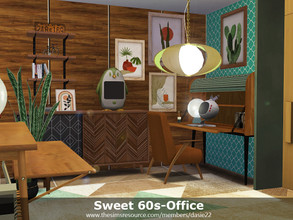 Sims 4 — Sweet 60s-Office by dasie22 — Sweet 60s-Office is a room in mid-century style. Please, use code bb.moveobjects
