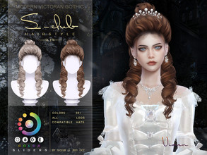 Sims 4 — Modern Victorian Gothic curly Long hair (Vivien) by S-Club — Curly long hairstyle, Modern Victorian Gothic, 38