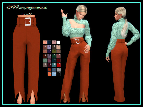 Sims 4 — NFF very high waisted pants by Nadiafabulousflow — Hi guys! This upload its a very high waisted long trousers