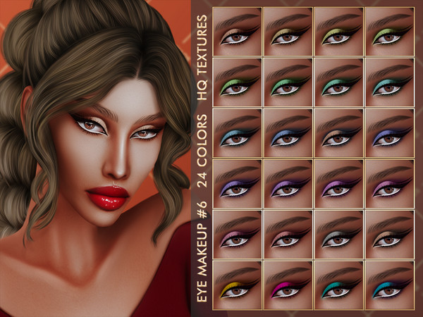 Sims 4 — [PATREON] EYE MAKEUP #6 by Jul_Haos — - CATEGORY: EYESHADOW - COLORS: 24 - SLIDERS COMPATIBLE - GENDER: FEMALE -