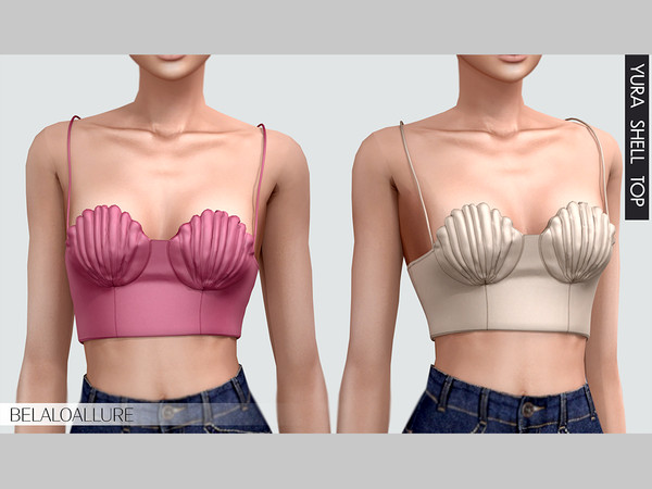 Sims 4 — yura shell top (patreon) by belal19972 — Sea shell crop top for your sims ,enjoy :)