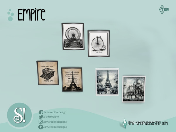 Sims 4 — Empire Paintings by SIMcredible! — by SIMcredibledesigns.com available at TSR 3 colors variations