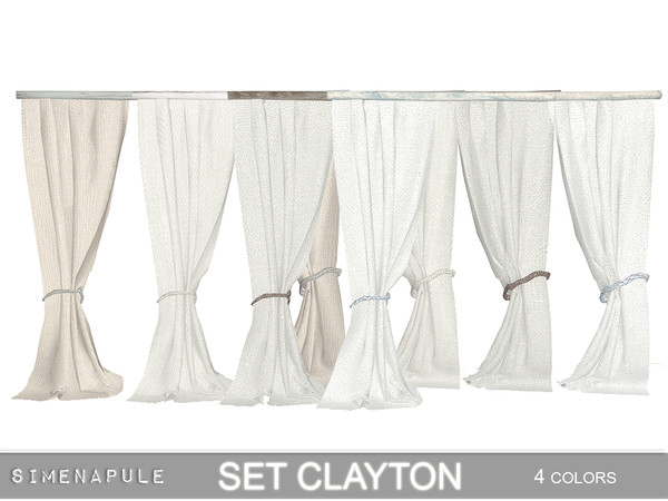 Sims 4 — Set Clayton - Curtain by Simenapule — Set Clayton - Curtain. For a perfect Shabby Chic bedroom. 4 colors