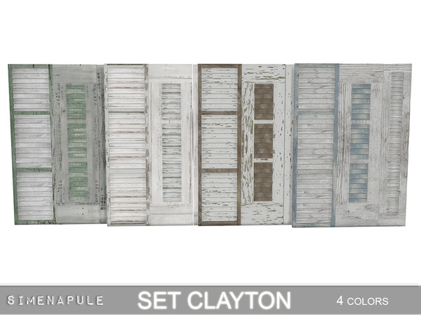 Sims 4 — Set Clayton - Wall Wood Deco by Simenapule — Set Clayton - Wall Wood Deco. Wood Shutters for a perfect Shabby