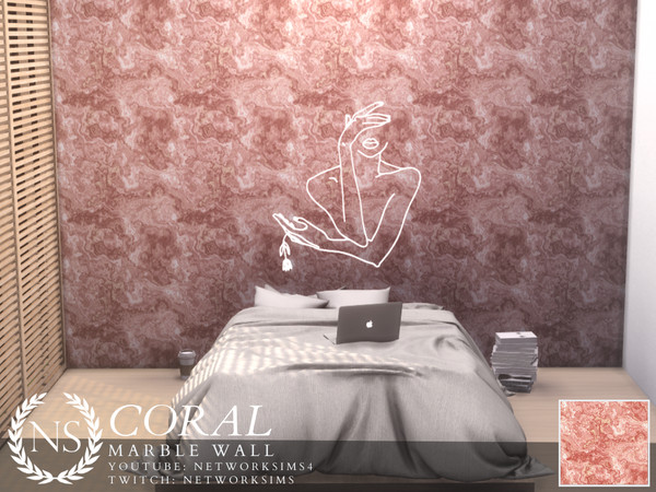 Sims 4 — Coral Marble Wall by networksims — A pink marble wall.