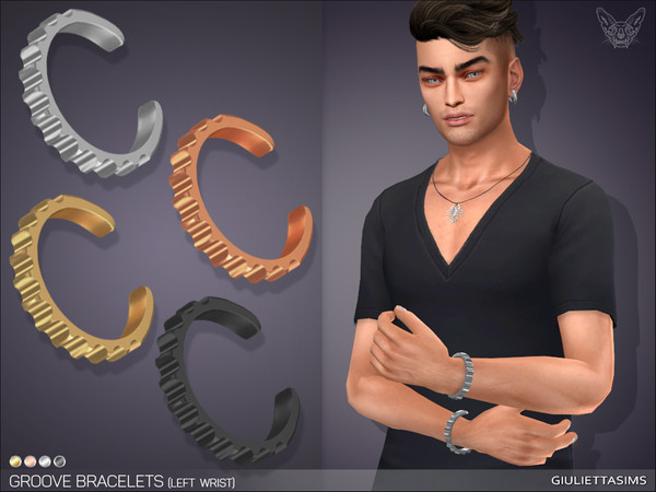Sims 4 — Groove Bracelet For Men (left wrist) by feyona — Groove Bracelet For Men for left wrist comes in 4 colors: