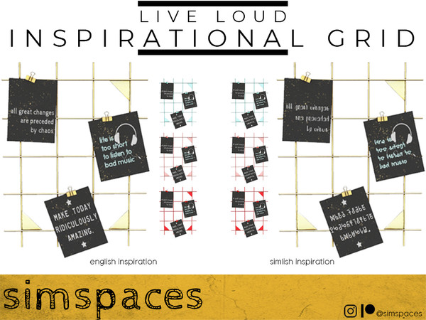 Sims 4 — Live Loud - inspirational grid by simspaces — Part of the Live Loud collection: Need inspiration? Look to this