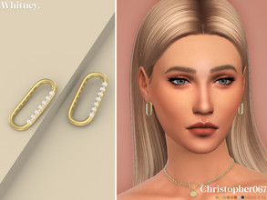 Sims 4 — Whitney Earrings by christopher0672 — This is a cute pair of oval stud earrings with pearls lining one side. 8
