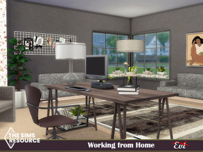 Sims 4 — Working from home_TSR only CC by evi — An office at home. It is fully furnished and decorated with modern items.