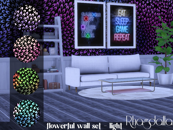Sims 4 — Flowerful Wall Set - light by Rhagdalla — - light edition