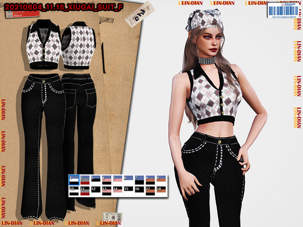 Sims 4 — Vintage tank tops and jeans by LIN_DIAN — - New Mesh - ALL Lods. - 18 Colors. - Shadow Specular Normal Map