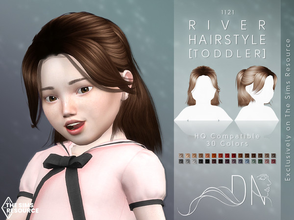 Sims 4 — River Hairstyle [Toddler] by DarkNighTt — Marie Hairstyle is a medium and updo hairstyle for toddlers. 30 colors