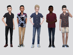 Sims 4 — Printed Viscose Shirt Boys by McLayneSims — TSR EXCLUSIVE Standalone item 8 Swatches MESH by Me NO RECOLORING