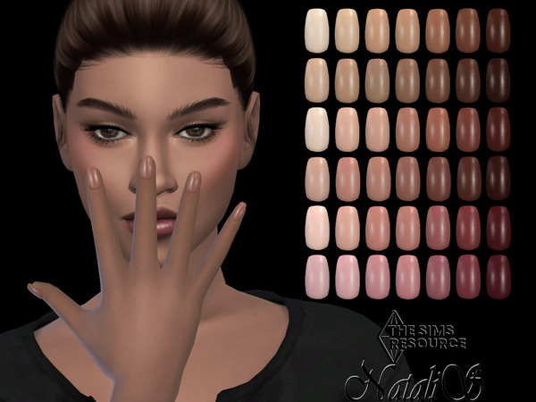 Sims 4 — Nude natural palette short nails by Natalis — Nude natural palette short nails. 42 nude solid shades. Female