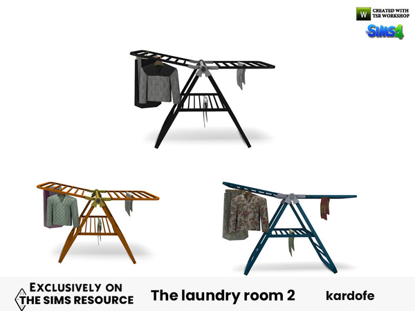 Sims 4 — The laundry room_Folding by kardofe — Clothesline, decorative, with some clothes hung on it, in three colour