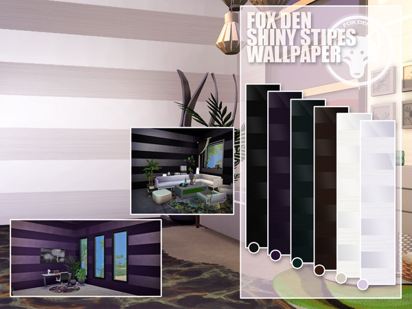 Sims 4 — [fox den] shiny stripes wallpaper by M31l1n — Wallpaper with alternating shiny and textured stripes. 6 color