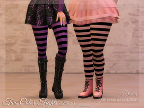 Sims 4 — Two Color Tights (Black) by Dissia — Two colors tights with main black straps and other colors Available in 47