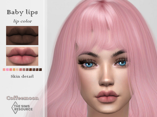 Sims 4 — Baby lips (lip mask) by coffeemoon — This lip mask mimics the natural lip colors to suit a variety of skin