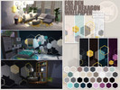 Sims 4 — hexagon wallpaper set by M31l1n — Wallpaper with a hexagon pattern and golden accents (8 swatches). Also
