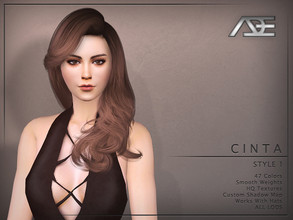 Sims 4 — Ade - Cinta Style 1 (Hairstyle) by Ade_Darma — Cinta Hairstyle - Style 1 New Hair Mesh 47 Colors HQ Textures No