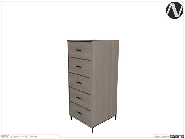 Sims 4 — Cleveland Tall Five Drawers Cupboard by ArtVitalex — Office And Study Room Collection | All rights reserved |